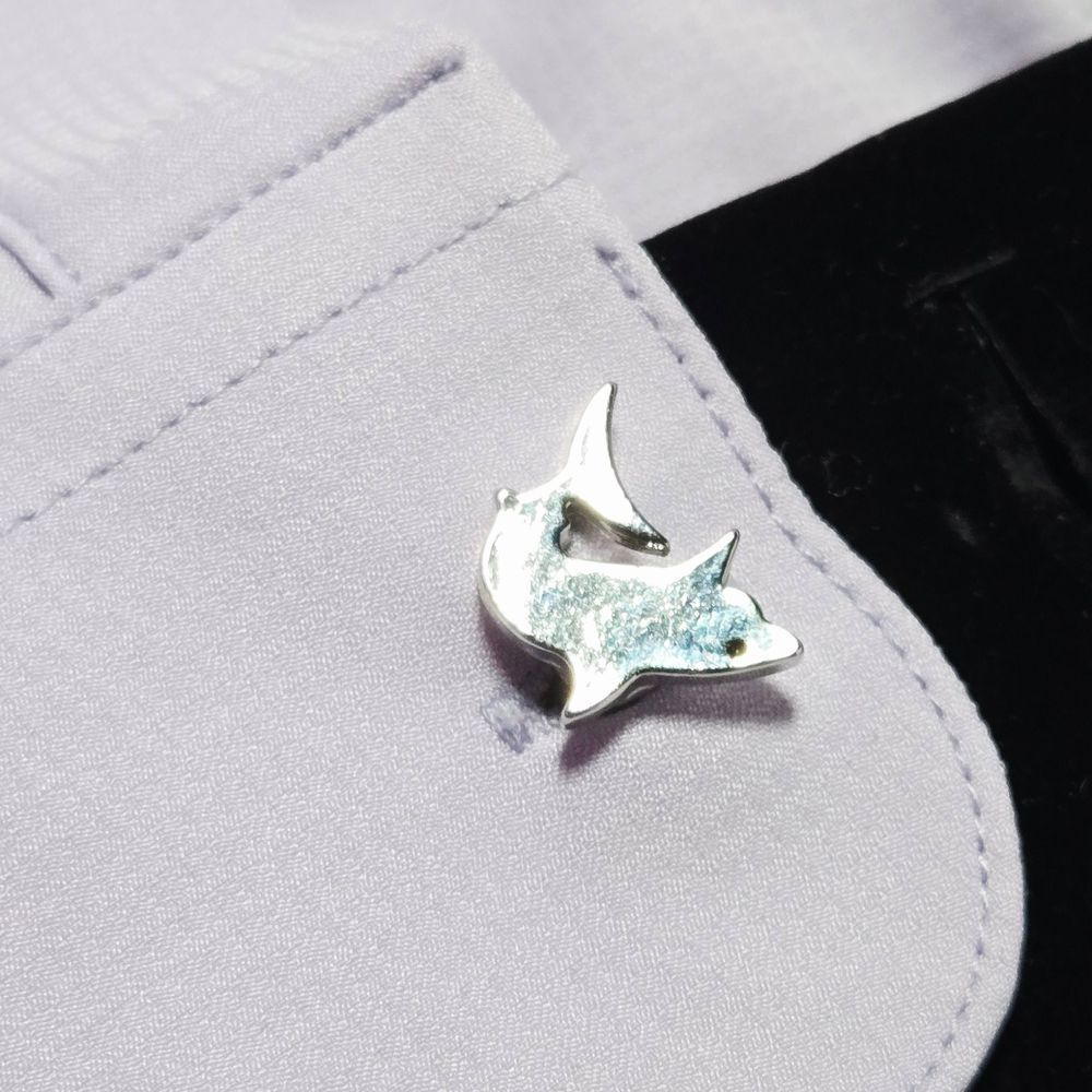 Dolphin Cufflinks Men’s Novelty French Cuff Silver Bullet Back Nautical Gift